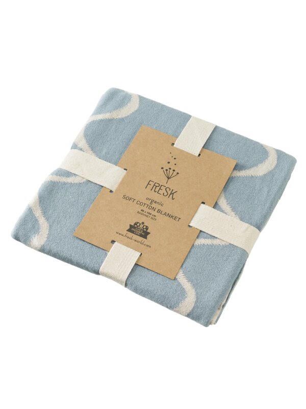 Fresk Patura impletita fin din bumbac organic 80x100 cm model Waves
