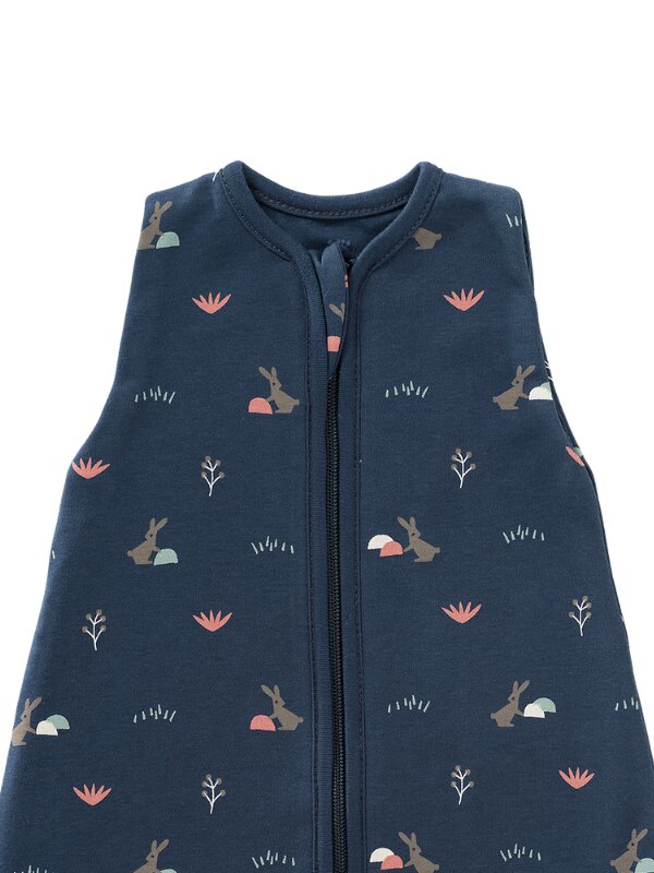 Fresk Sac de dormit cocon din bumbac organic 0-3 luni model Rabbit Mood Indigo
