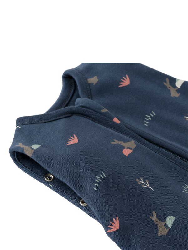Fresk Sac de dormit cocon din bumbac organic 0-3 luni model Rabbit Mood Indigo