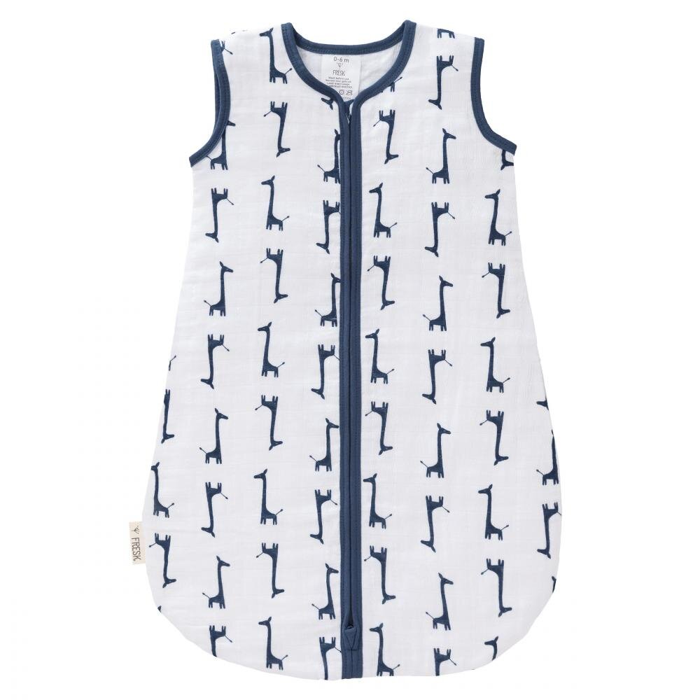 Fresk Sac de dormit din bumbac organic exterior muselina Giraf indigo blue 18-36 luni