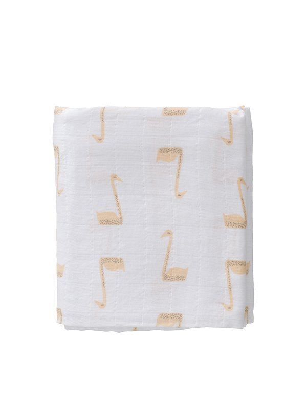 Fresk Set 2 paturici muselina de infasat din bumbac organic Swan peach pale 120x120 cm