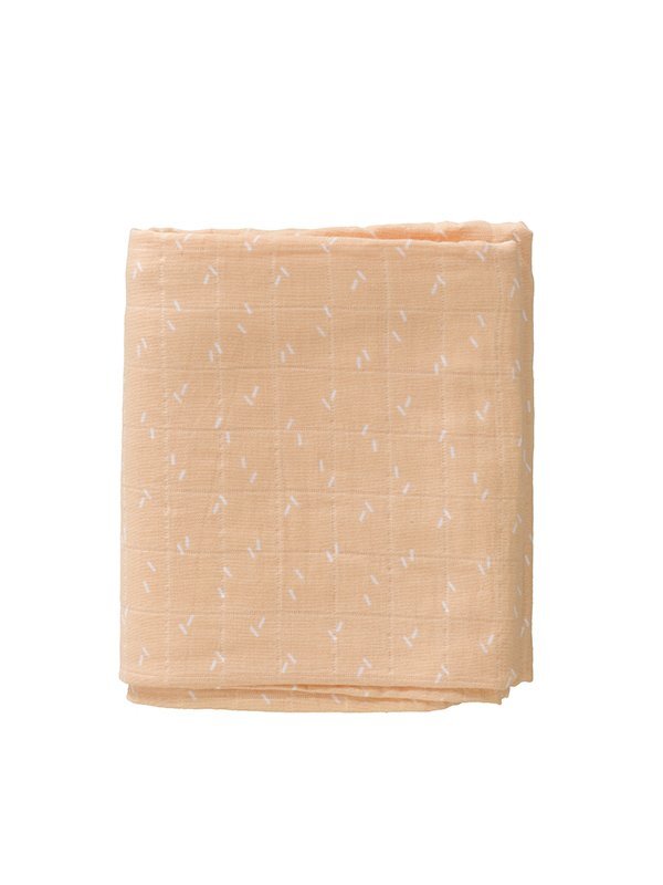 Fresk Set 2 paturici muselina de infasat din bumbac organic Swan peach pale 120x120 cm