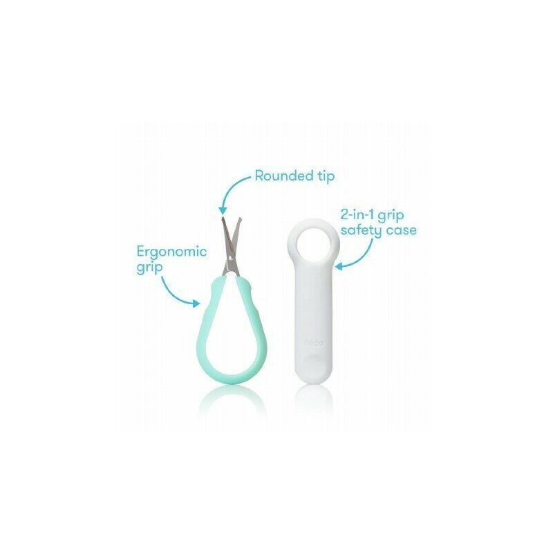 FridaBaby Foarfecuta pentru unghii Easy Grip ergonomica cu varf rotunjit maner antialunecare husa de protectie 0 luni+ otel inoxidabil Fara BPA VerdeTurquoise
