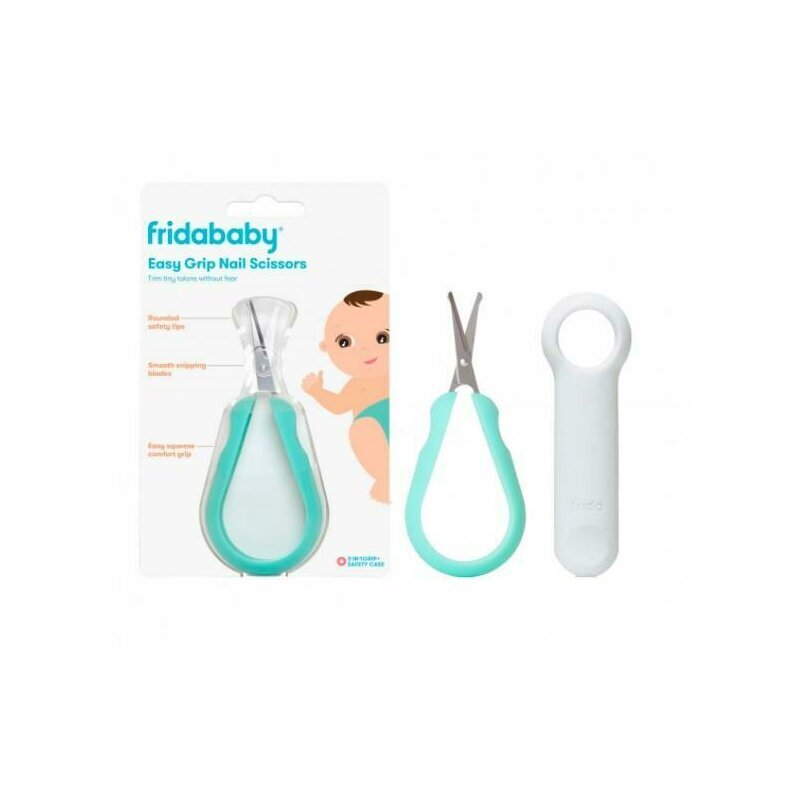 FridaBaby Foarfecuta pentru unghii Easy Grip ergonomica cu varf rotunjit maner antialunecare husa de protectie 0 luni+ otel inoxidabil Fara BPA VerdeTurquoise