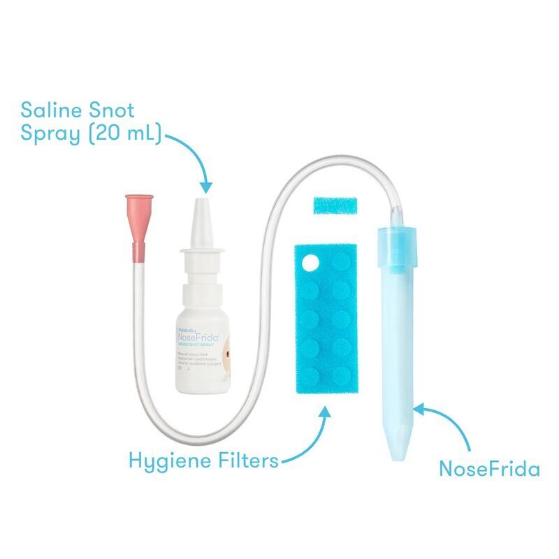 FridaBaby Kit aspirator nazal 3 in 1 cu spray cu apa de mare si 10 filtre igienice transparent