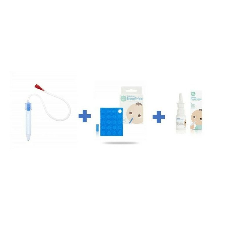 FridaBaby Kit aspirator nazal 3 in 1 cu spray cu apa de mare si 10 filtre igienice transparent