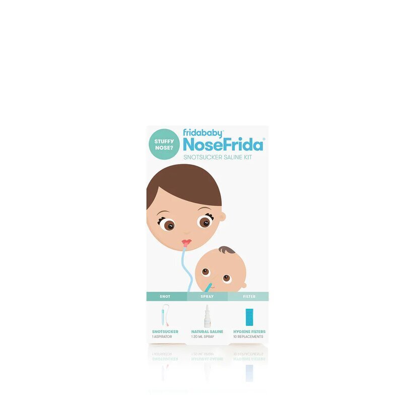 FridaBaby Kit aspirator nazal 3 in 1 cu spray cu apa de mare si 10 filtre igienice transparent
