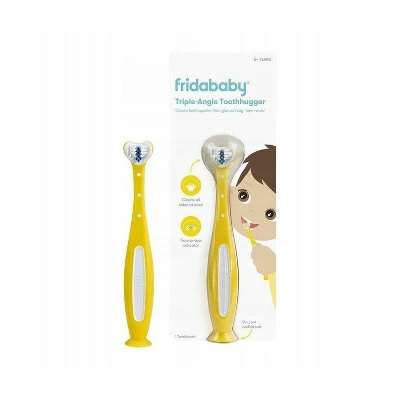 FridaBaby Periuta de dinti cap 3D pentru curatare eficienta cu indicator de inlocuire 2 ani+ galben