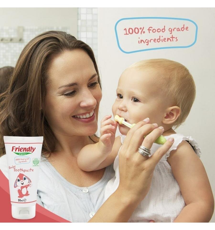 Friendly Organic Pasta de dinti pentru copii cu aroma de zmeura 50 ml