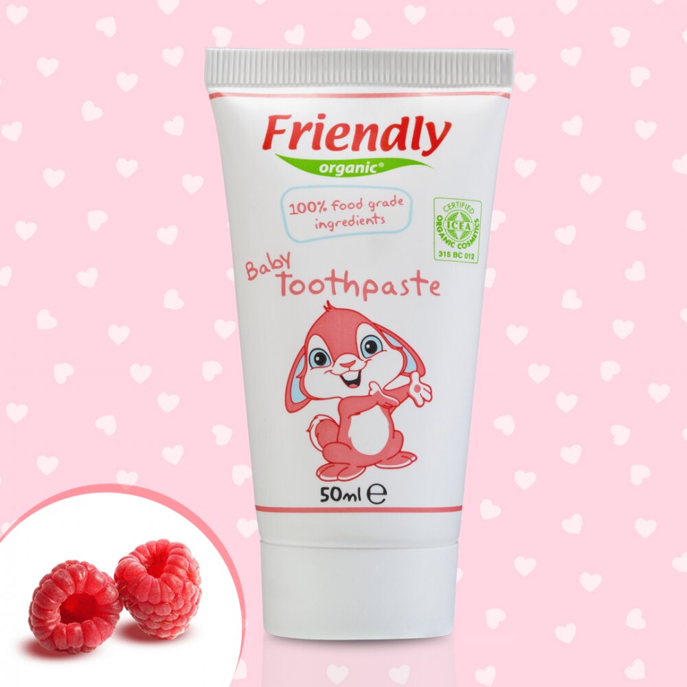 Friendly Organic Pasta de dinti pentru copii cu aroma de zmeura 50 ml