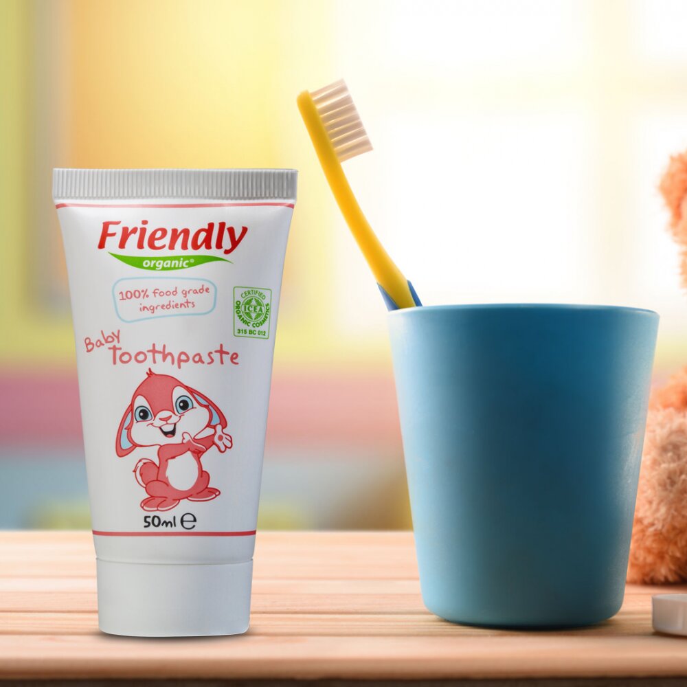 Friendly Organic Pasta de dinti pentru copii cu aroma de zmeura 50 ml