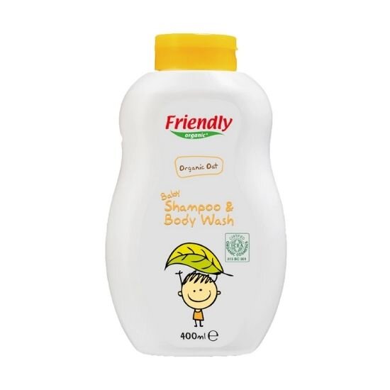 Friendly Organic Sampon si gel de dus cu ovaz pentru bebe 400 ml