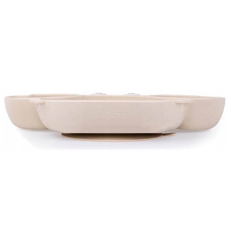 Giligums Farfurie Crab cu 3 compartimente din silicon fara BPA 6 luni+ bej
