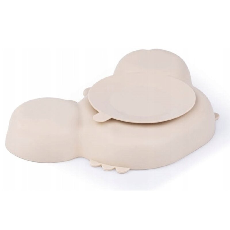 Giligums Farfurie Crab cu 3 compartimente din silicon fara BPA 6 luni+ bej
