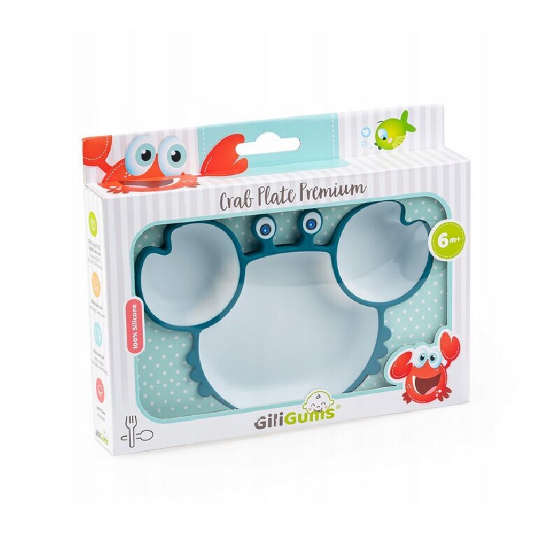Giligums Farfurie Crab Premium din silicon fara BPA 6 luni+ albturcoaz