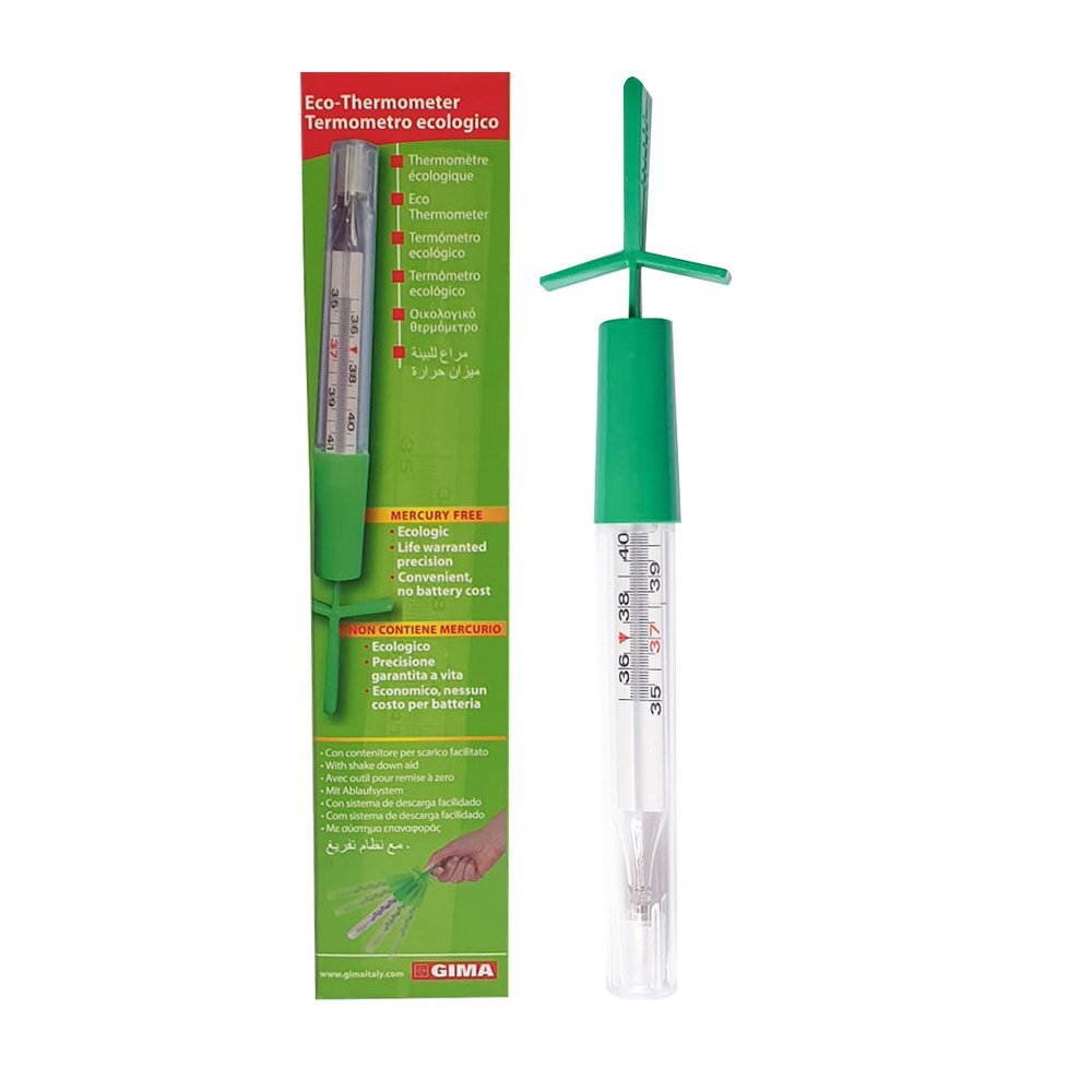 Gima Termometru clasic New Ecological Oval cu Galinstan din sticla fara mercur fara baterii cu agitator alb