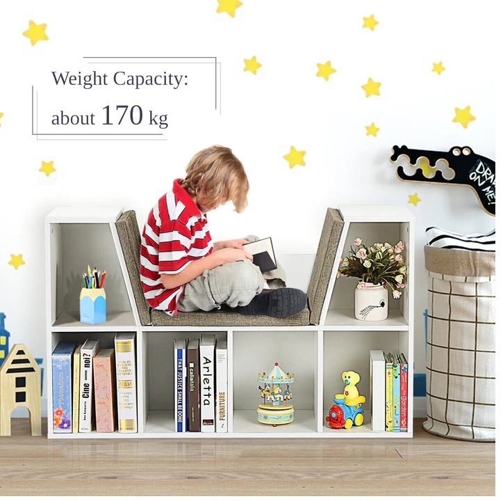 Ginger Home Bancuta multifunctionala Cozy Castle BrownWhitecu 6 compartimente de depozitarepernute cu husa detasabila cu fermoardimensiune 112 x 28 x 61 cm