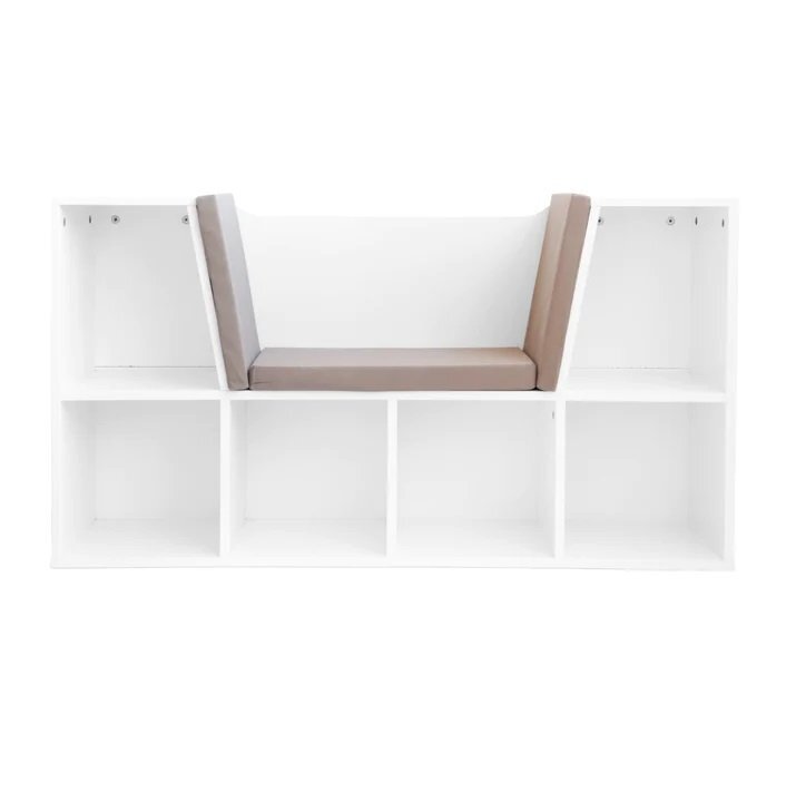 Ginger Home Bancuta multifunctionala Cozy Castle BrownWhitecu 6 compartimente de depozitarepernute cu husa detasabila cu fermoardimensiune 112 x 28 x 61 cm
