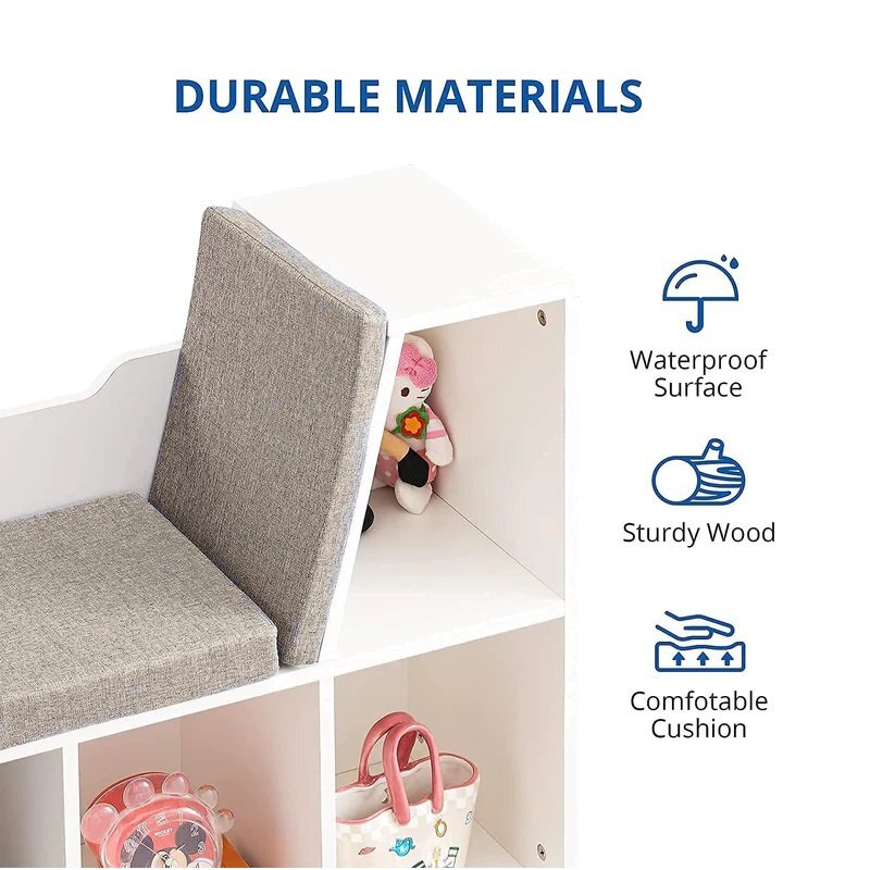 Ginger Home Bancuta multifunctionala Cozy Castle BrownWhitecu 6 compartimente de depozitarepernute cu husa detasabila cu fermoardimensiune 112 x 28 x 61 cm