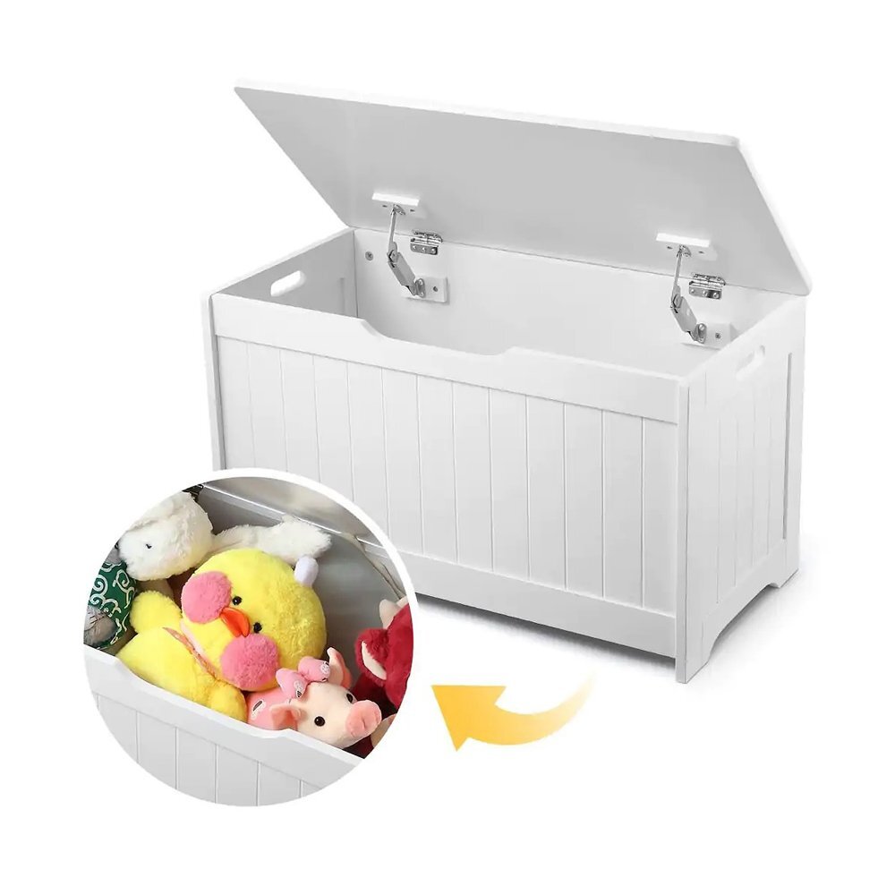 Ginger Home Cufar pentru jucarii si bancuta 2in1 din MDF cu inchidere soft close Toy Chest Alb