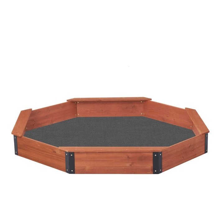 Ginger Home Cutie de nisip mare pentru copii Octogon din lemn cu husa impermeabila inclusa 199x199x23 cm