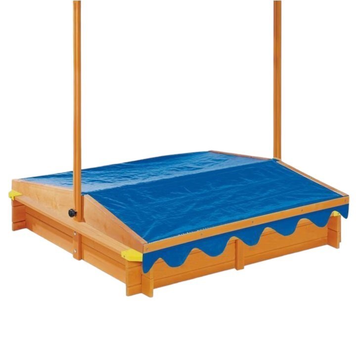 Ginger Home Cutie de nisip pentru copii Blue cu copertina reglabila si impermeabila tratata cu protectie UV30 117x117 cmCapacitate de incarcare 200 kgcolturi cu protectii din plastic