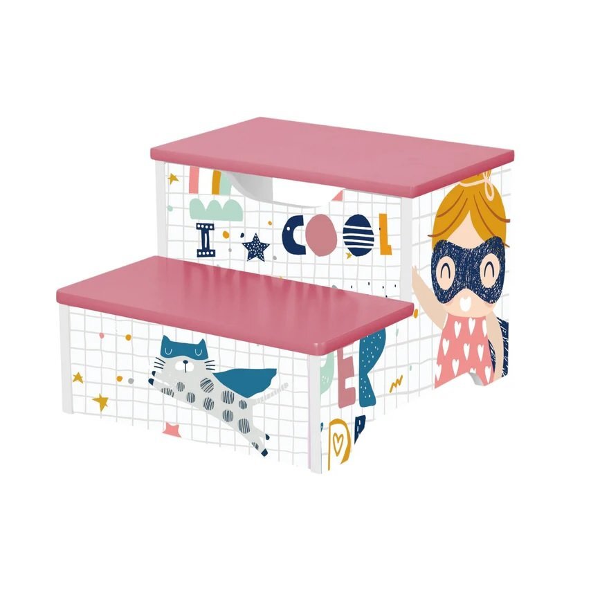 Ginger Home Inaltator cu doua trepte si spatiu depozitare din lemn MDF Super Girl