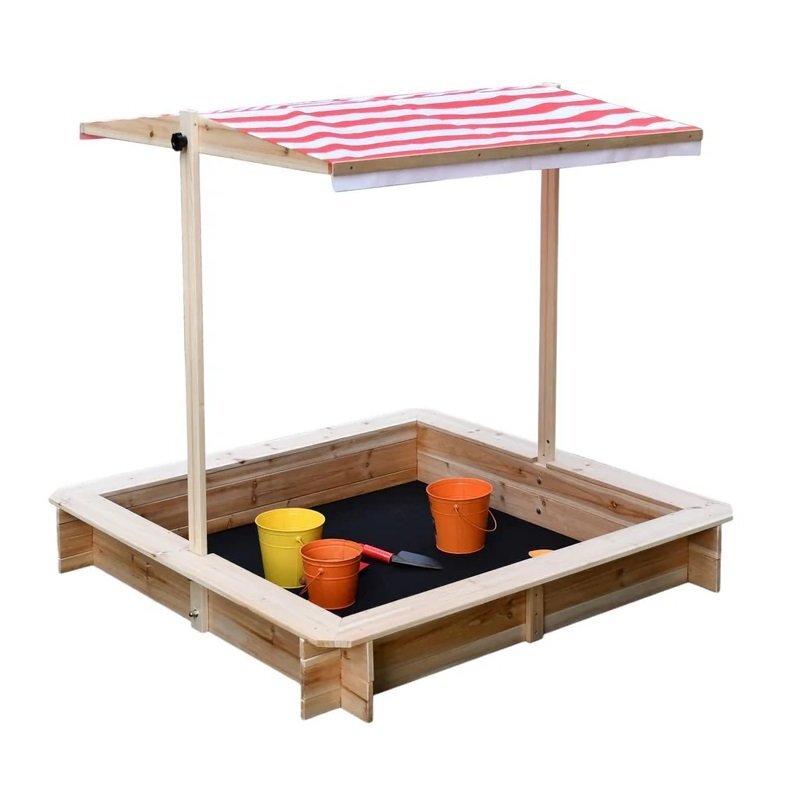 Ginger Home Ladita de nisip pentru copii cu copertina RosuAlb reglabila si impermeabila tratata cu protectie UV30 117x117 cmCapacitate de incarcare 200 kg