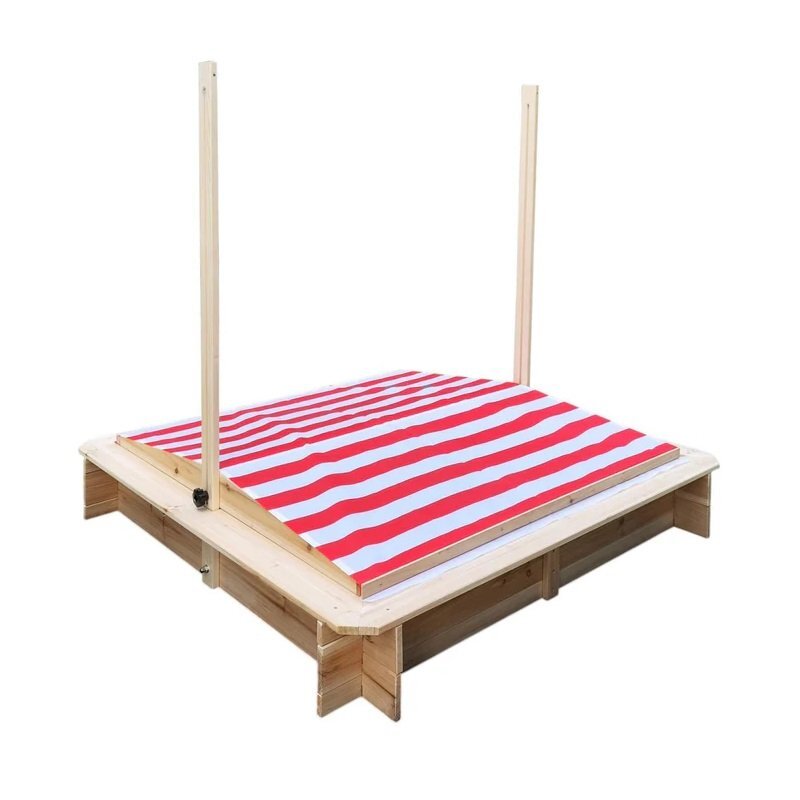 Ginger Home Ladita de nisip pentru copii cu copertina RosuAlb reglabila si impermeabila tratata cu protectie UV30 117x117 cmCapacitate de incarcare 200 kg