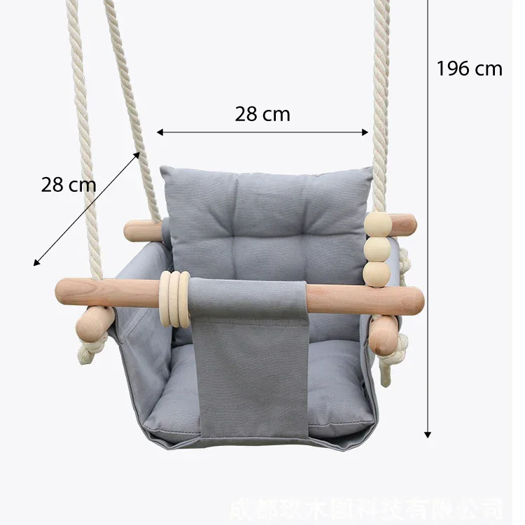 Ginger Home Leagan din lemn pentru copii Scandi cu spatarsezut moale cu husa din bumbac utilizare interiorexterior greutate admisa 30 kg
