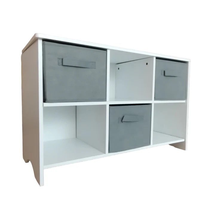 Ginger Home Mobilier depozitare pentru copii cu 6 cutii textile WhiteGrey
