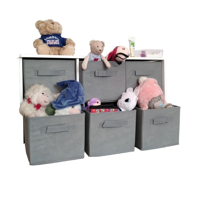 Ginger Home Mobilier depozitare pentru copii cu 6 cutii textile WhiteGrey