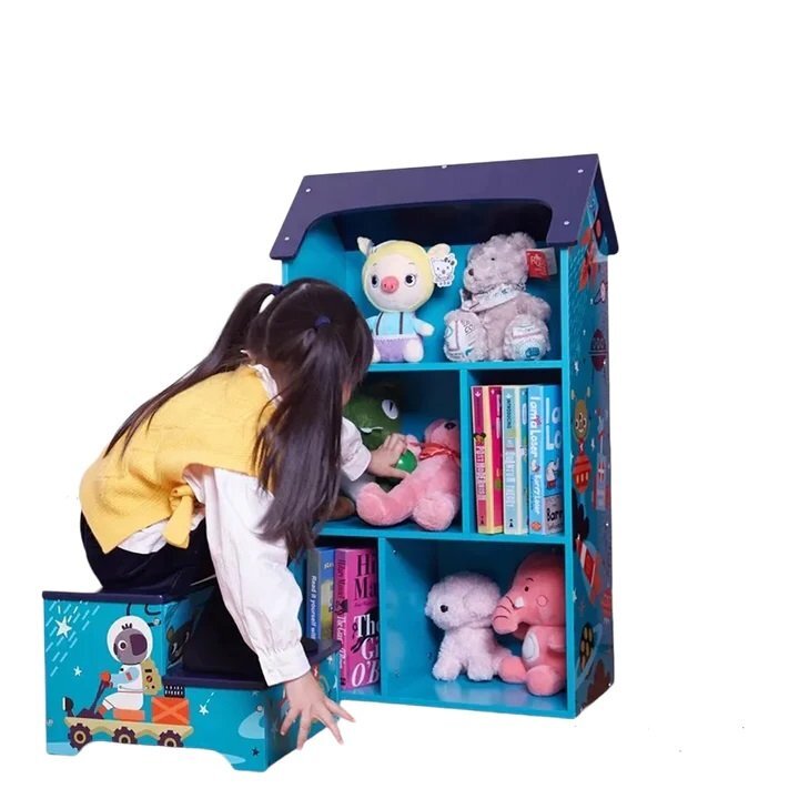 Ginger Home Organizator casuta din lemn pentru jucarii si carti Univers
