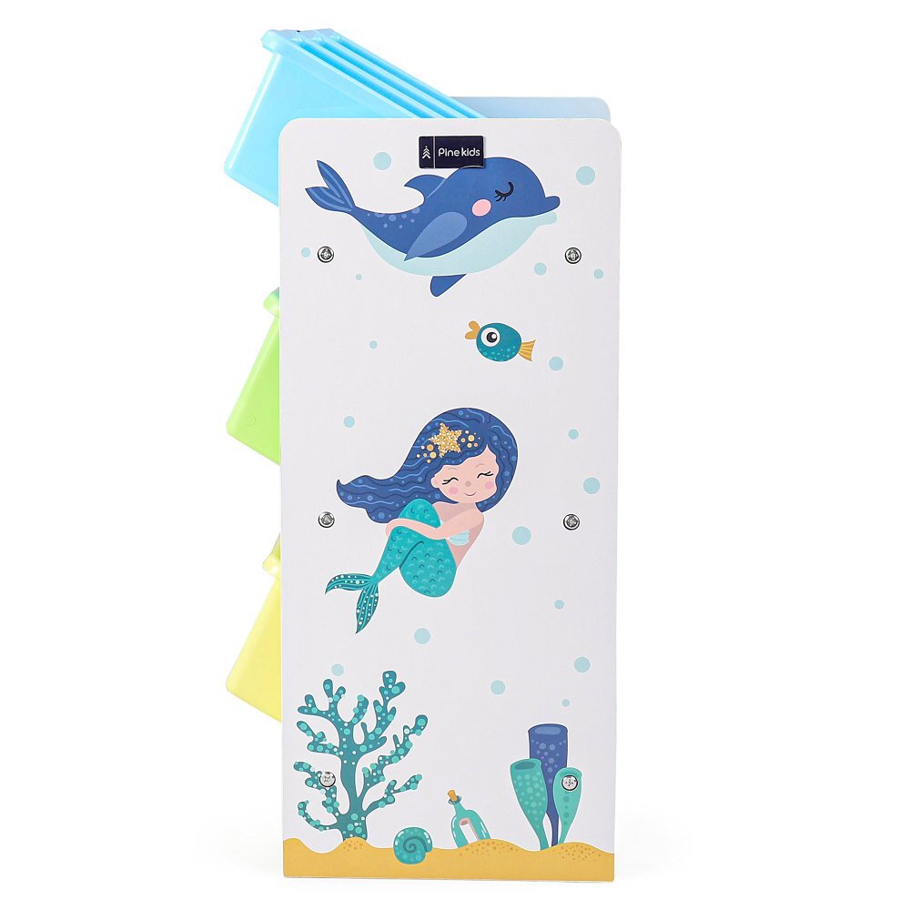 Ginger Home Organizator copii din lemn si MDF Mermaid pentru jucarii cu 9 cutii detasabile din plasticdimensiuni 623x265x60 cmmateriale sigurecolturi si margini rotunjite