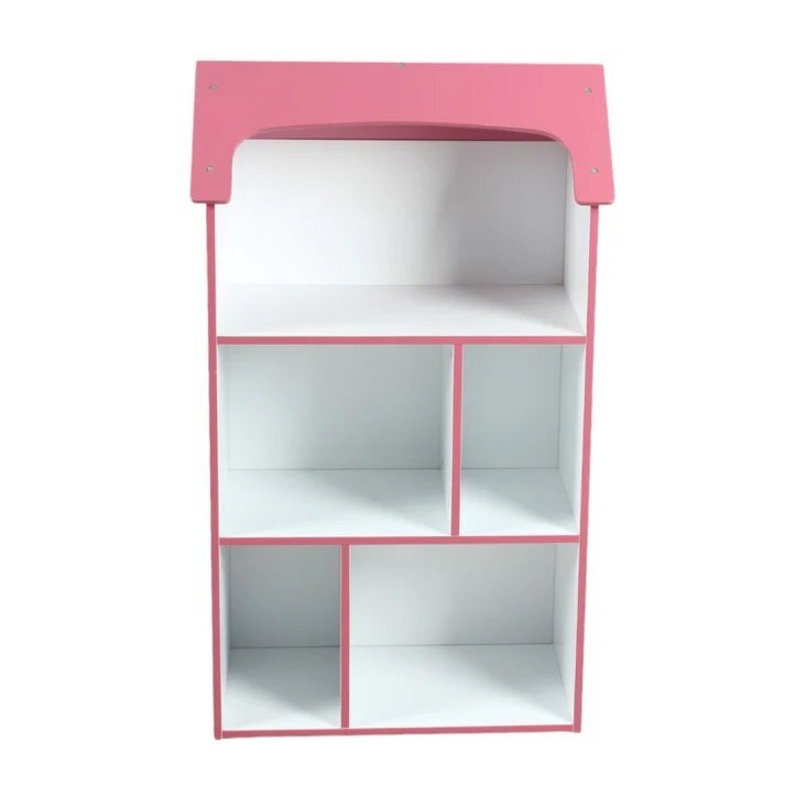 Ginger Home Organizator copii Super Girl tip casuta din lemn pentru jucarii si carti cu 5 compartimente cadru robust din MDF cu colturi si margini rotunjitedimensiuni 54x27x915 cm