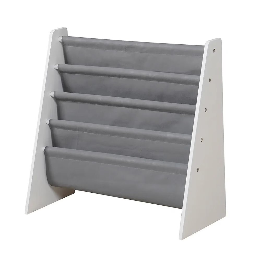 Ginger Home Organizator copii WhiteGrey cu rafturi pentru carti si revistematerial MDFtextilpotrivit pentru camera de zi birou centre pentru copii si gradinite dimensiune 627x28x60cm