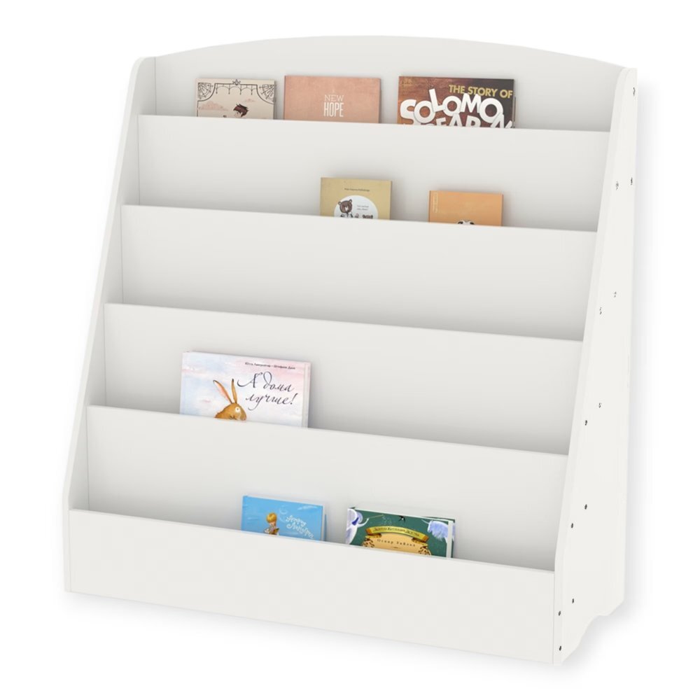 Ginger Home Organizator cu rafturi pentru carti si reviste Alb din MDF usor de curatatmargini rotunjitedimensiuni 80x30x80 cm