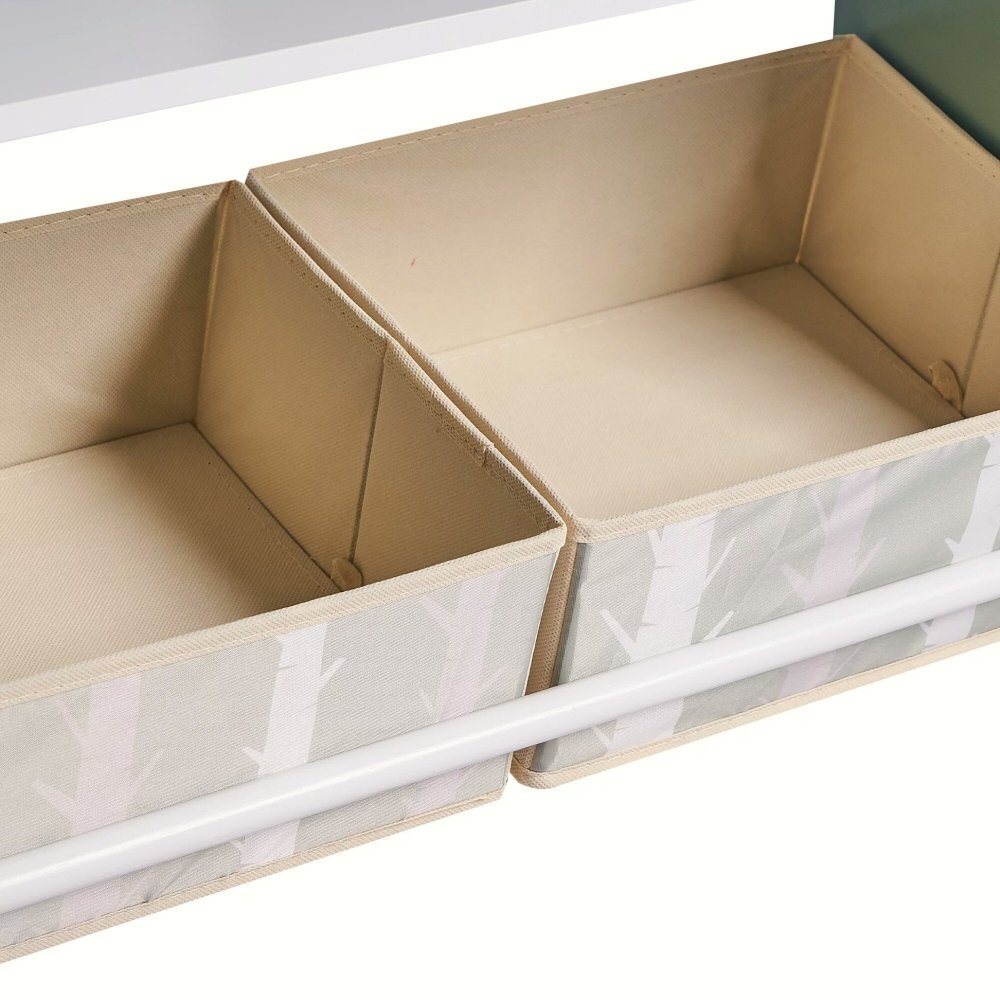 Ginger Home Organizator din lemn cu 2 cutii textile rafturi si tabla Forest