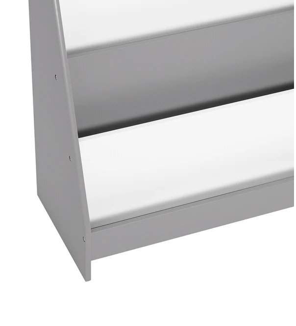 Ginger Home Organizator din lemn pentru copii AlbGri cu 4 rafturi pentru carti si reviste61x30x70 cm