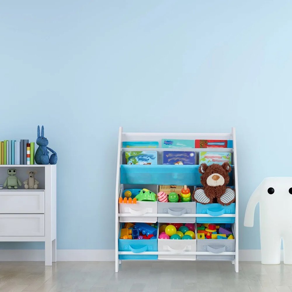 Ginger Home Organizator din lemn pentru jucarii si carti cu 6 cutii Forest