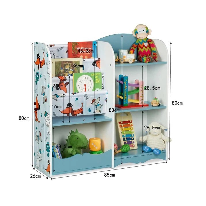 Ginger Home Organizator din lemn pentru jucarii si carti Dogs