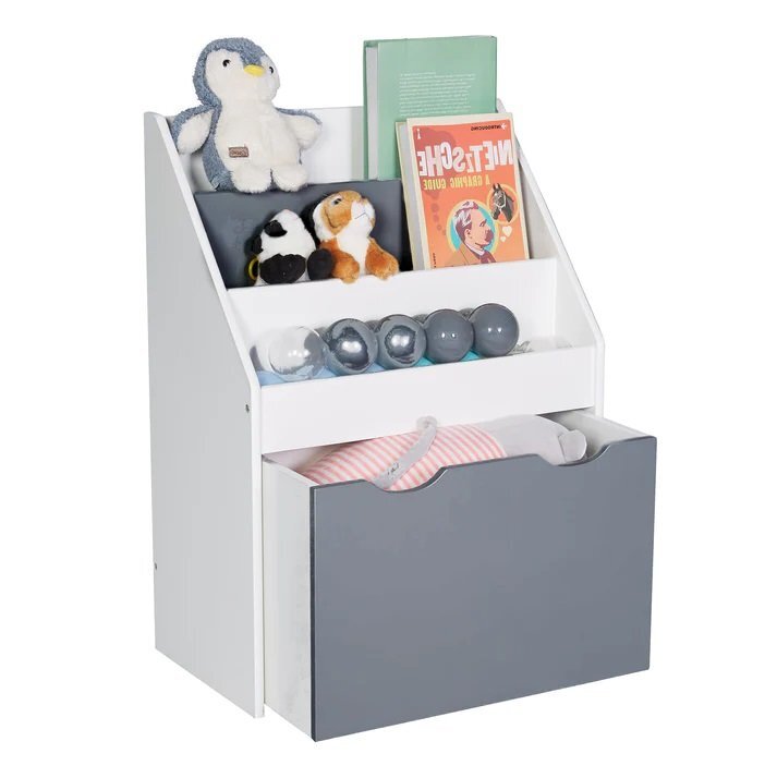 Ginger Home Organizator din lemn pentru jucarii si carti WhiteGrey