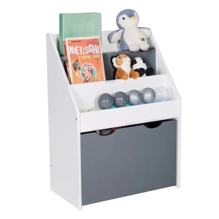 Ginger Home Organizator din lemn pentru jucarii si carti WhiteGrey