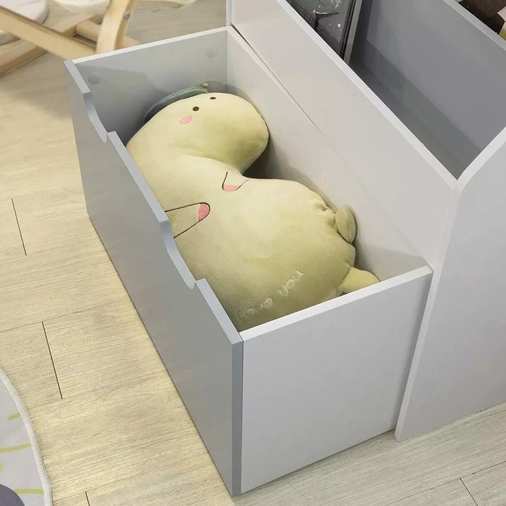 Ginger Home Organizator din lemn pentru jucarii si carti WhiteGrey
