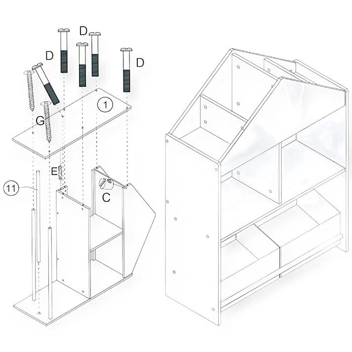 Ginger Home Organizator din lemn pentru jucarii si carti Wood