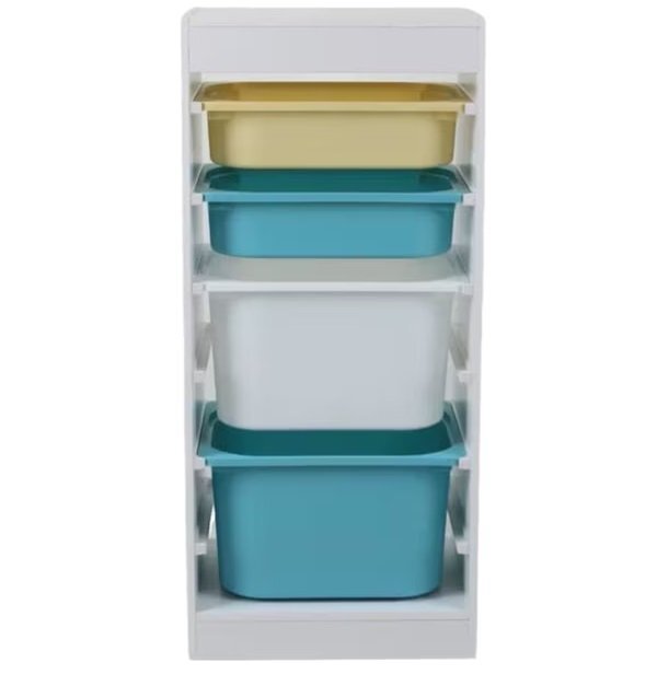 Ginger Home Organizator din PAL pentru copii Toy Shelf pentru jucarii si accesorii cu 4 cutii408x30x903 cm