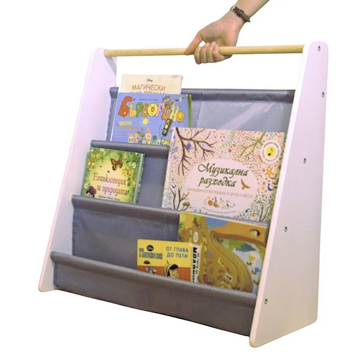 Ginger Home Organizator Nursery White din MDF si lemn de pin pentru carti si reviste copiijucariimateriale didactice si alte obiecte micidesign portabil cu manerdimensiune 60X25X60 cm