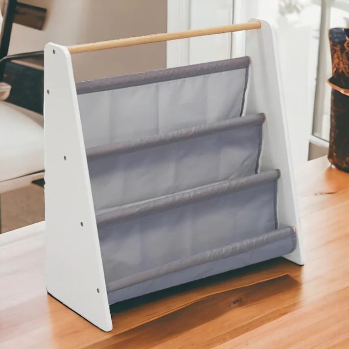 Ginger Home Organizator Nursery White din MDF si lemn de pin pentru carti si reviste copiijucariimateriale didactice si alte obiecte micidesign portabil cu manerdimensiune 60X25X60 cm