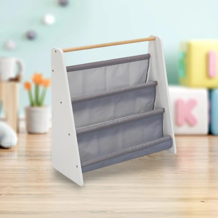 Ginger Home Organizator Nursery White din MDF si lemn de pin pentru carti si reviste copiijucariimateriale didactice si alte obiecte micidesign portabil cu manerdimensiune 60X25X60 cm