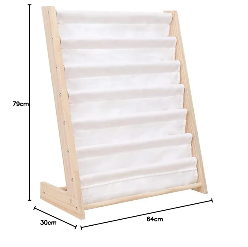 Ginger Home Organizator pentru cartireviste copii Natur cu 6 rafturidimensiune 64x30x79 cm